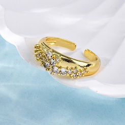 Mikropavé-Manschettenringe aus klarem Zirkonia aus Messing für Damen&nbsp;RJEW-Q009-04G