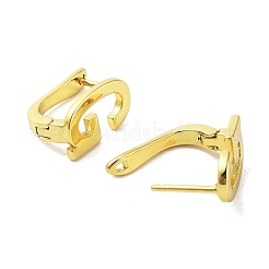 Aretes con letras de latón para mujer&nbsp;EJEW-A038-01G-G