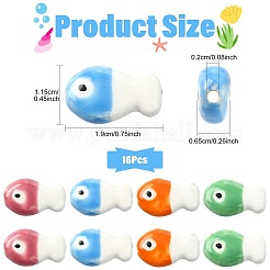 16 pièce de perles en céramique et porcelaine faites à la main&nbsp;PORC-FS0001-68B