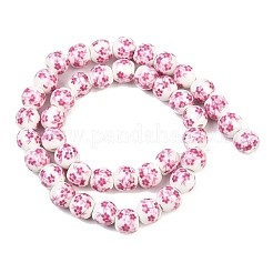 Handgemachte Blume gedruckt Porzellan-Keramik-Perlen Stränge&nbsp;PORC-M005-8mm-03