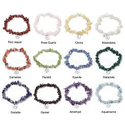 12 Stück 12 Stile Konstellationen Wächter Edelstein Stretch-Armbänder&nbsp;BJEW-JB11147