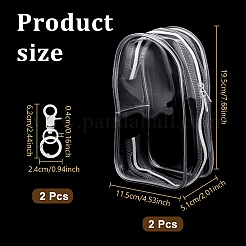 Rechteckige transparente Aufbewahrungstaschen aus PVC-Kunststoff mit Reißverschluss&nbsp;ABAG-WH0040-38