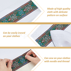Rubans de fleurs en jacquard de polyester de style ethnique&nbsp;SRIB-WH0011-263A