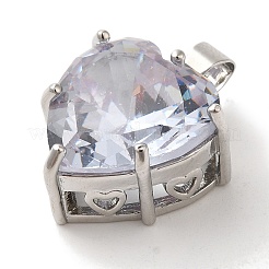 Pendentifs en laiton platine avec micro pavé de zircones cubiques&nbsp;KK-C072-37P-02