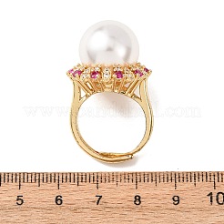 Offene Manschettenringe aus Messing mit Mikropavé und Zirkonia für Damen&nbsp;RJEW-A098-05G