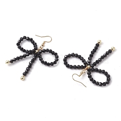 Orecchini pendenti da donna con perle di vetro bowknot&nbsp;EJEW-JE06077