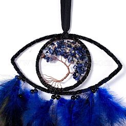 Handgemachtes Auge & Baum des Lebens gewebtes Netz/Netz mit Feder-Wandbehang-Dekoration&nbsp;HJEW-K035-06