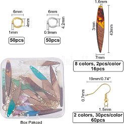 DIY 8 paire de boucles d'oreilles en bois en forme de feuille et d'œil de cheval&nbsp;DIY-FH0001-98