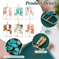 Pendenti con chip di pietre preziose miste naturali da 12 pz 6 stili&nbsp;FIND-PH0021-37