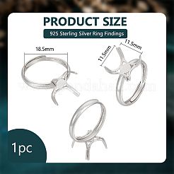 1 Stück verstellbare rhodinierte 925 Sterling Silber Ringbeschläge&nbsp;STER-BC0002-38P