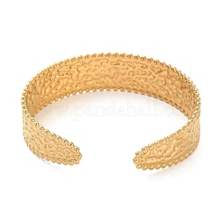 Braccialetti a polsino piatto testurizzati in acciaio inossidabile 304&nbsp;BJEW-G694-02G
