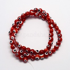 Hechos a mano de cristal de murano mal ojo hebras de perlas redondas&nbsp;LAMP-L055-8mm-10