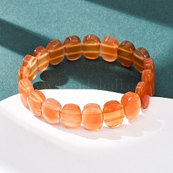 Bracelets extensibles en perles de cornaline naturelle teintées et chauffées&nbsp;BJEW-K251-07P