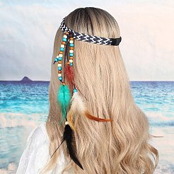 1 Stück Boho Federn Stirnband Haarverlängerung Kopfbedeckung&nbsp;AJEW-DJ0001-51B