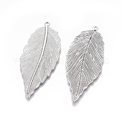 Tibétain alliage feuilles de style gros pendentifs&nbsp;TIBEP-S607-AS-LF
