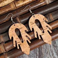 Pendientes colgantes bohemios de madera y aleación de zinc&nbsp;WG7F193-01