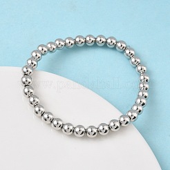 Bracelets extensibles en perles rondes en laiton pour hommes femmes&nbsp;BJEW-B148-05D-P