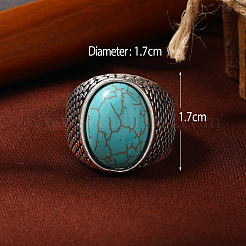 Bagues en alliage de zinc avec turquoise synthétique&nbsp;CJ8951-1
