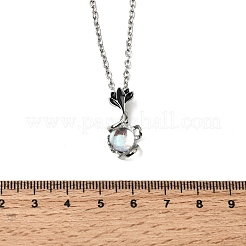 Collier pendentif en verre en forme de larme et de fleur&nbsp;PW-WG48730-01-1
