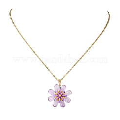 Colliers avec pendentif en forme de fleur en verre&nbsp;NJEW-MZ00119-03