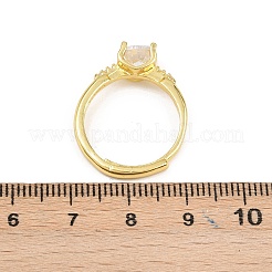 Fingerringe aus Messing mit Mikropavé-Kubikzirkonia für Damen&nbsp;RJEW-Z113-35G