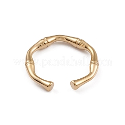 Bagues de manchette ouvertes en acier inoxydable 304 avec placage ionique (IP) et joint en bambou pour femmes&nbsp;X-RJEW-G285-09G