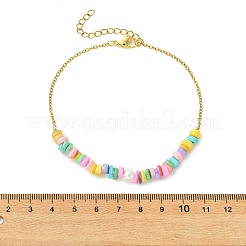 Tobilleras para mujer con cuentas de conchas de agua dulce teñidas naturalmente y cadena de cable de acero inoxidable 304.&nbsp;AJEW-AN00827-03