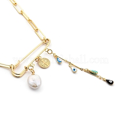 Collares pendientes de esmalte de latón mal de ojo&nbsp;NJEW-JN03053