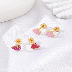 4 pieza de pendientes de esmalte de acero inoxidable de 2 colores&nbsp;EJEW-LP0001-83