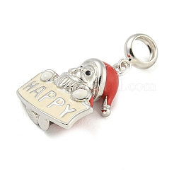 Charms colgantes navideños europeos de plata esterlina chapada en rodio antideslustre con esmalte&nbsp;STER-Z010-02P-02A