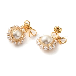 Orecchini pendenti in ottone con perle di conchiglia per donna&nbsp;EJEW-TA00574