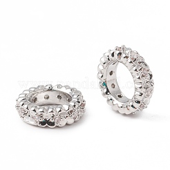 Perles européennes rondelles en laiton micro-pavé de zircone cubique&nbsp;KK-F835-22P