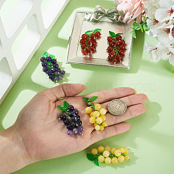 6 Stück 3 Stile natürlicher Amethyst & Karneol & gelbe Jade & Glasperlen Traubenanhänger&nbsp;PALLOY-TA00332