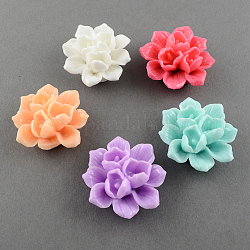 Resin Flower Cabochons, Plastic Cabochons for Jewelry Making, Mixed Color, 39x18mm