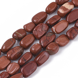 Natürliche rote Jaspis Perlen Stränge, Reis, 7~15x5~8x4~8 mm, Bohrung: 1 mm, ca. 35~45 Stk. / Strang, 15.35~16.14 Zoll (39~41 cm)