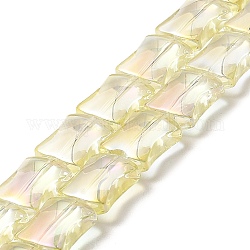 Chapelets de perles en verre électroplaqué, arc-en-ciel plaqué, bambou commune, verge d'or pale, 12x10x5.5mm, Trou: 1mm, Environ 49 pcs/chapelet, 24.02'' (61 cm)