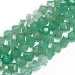 Естественный зеленый авантюрин бисер нитей, граненые, кубические, 7.2~8x6.2~7.5x6.2~7.5 мм, отверстие : 1.2 мм, около 52 шт / нитка, 14.37 дюйм (36.5 см)