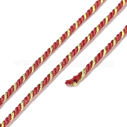 Polycotton Filigree Cord, Braided Rope, with Plastic Reel, for Wall Hanging, Crafts, Gift Wrapping, FireBrick, 1.2mm, about 27.34 Yards(25m)/Roll