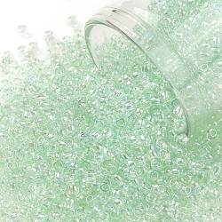 TOHO Round Seed Beads, Japanese Seed Beads, (172D) Dyed Pastel Green Transparent Rainbow, 11/0, 2.2mm, Hole: 0.8mm, about 50000pcs/pound