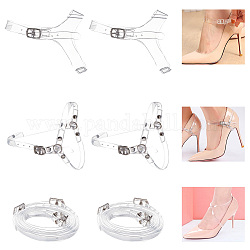 BENECREAT 3 Pairs 3 Styles Transparent Silicone Shoelaces, Anti-loose Shoe Strap, for High-heeled Shoes, Clear, 270~598x6.5~115x1~1.5mm, 1 pair/style