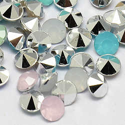 Taiwan Acrylic Rhinestone Cabochons, Pointed Back Rhinestone, Faceted, Diamond, Mixed Color, 8x5.5mm