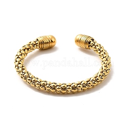 Placcatura ionica (ip) 304 bracciale aperto con catena di popcorn in acciaio inossidabile, braccialetto di coppia per le donne, oro, diametro interno: 2 pollice (5 cm)