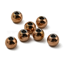 304 Stainless Steel Spacer Beads, Round, Rose Gold, 4x3.5mm, Hole: 1.2mm