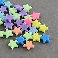 Opaque Acrylic Beads, Star, Mixed Color, 13x14x5mm, Hole: 1.5mm, about 1090pcs/500g