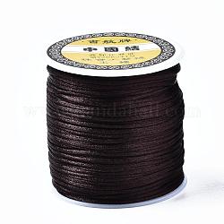 Hilo de nylon, Cordón de satén de cola de rata, coco marrón, aproximamente 1 mm, alrededor de 76.55 yarda (70 m) / rollo