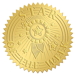 Selbstklebende Aufkleber mit Goldfolienprägung, Medaillendekoration Aufkleber, Stern-Muster, 50x50 mm