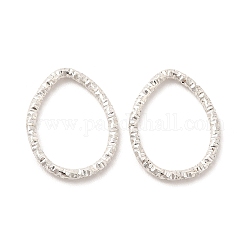 50 anneaux de liaison en fer, anneaux ouverts texturés, couleur d'argent, larme, 18x14x2mm, diamètre intérieur: 11x15 mm