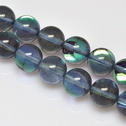Synthetical Moonstone Beads Strands, Holographic Beads, Dyed, Round, DarkSlate Gray, 8mm, Hole: 1mm, 15.5inch