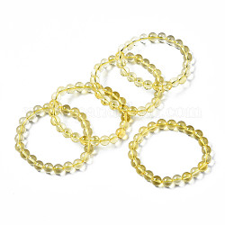 Synthetic Citrine Beaded Stretch Bracelets, Round, 2-1/8 inch(55mm), Bead: 8~9mm