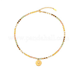 Rostfreiem Stahl Halsketten, Perlenkette für Damen, Sonne, 15-3/4 Zoll (40 cm)